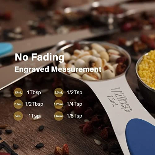 Magnetic Measuring Spoons Set,18/8 Stainless Steel With Upgraded Extend Handle, Dual Sided, Stackable, Adjustable Teaspoon And Tablespoon Kitchen Gadgets Set Of 7 2 Magnetic Measuring Spoons Set,18/8 Stainless Steel With Upgraded Extend Handle, Dual Sided, Stackable, Adjustable Teaspoon And Tablespoon Kitchen Gadgets Set Of 7 - Image 2