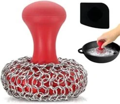 Cast Iron Scrubber + Pan Scraper, Upgraded Cast Iron Cleaner With Ergonomic Handle, Chainmail Scrubber For Cast Iron Pans And Skillets, Dishwasher Safe (Black, 1 Scrubber + 1 Scraper) 13 Cast Iron Scrubber + Pan Scraper, Upgraded Cast Iron Cleaner With Ergonomic Handle, Chainmail Scrubber For Cast Iron Pans And Skillets, Dishwasher Safe (Black, 1 Scrubber + 1 Scraper) -Peugeot Shop 51Y2MHnnPjL. AC