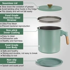 Bacon Grease Container With Strainer Fine Mesh 1.7L, Dishwasher Safe, Anti-Rancidity, With Non-slip Coaster, Food Grade Non-stick Inner Coating, Multipurpose Iron Cooking Oil Keeper -Peugeot Shop 51Y5P17CQsL