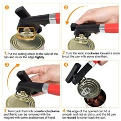 Multifunctional Safe Cut Can Opener & Bottle Opener, Ergonomic Smooth Edge Can Opener With Magnetic Lid Catch, Easy Grip, Effortless Can Opener For Kitchen & Restaurant (Red + Black) 10 Multifunctional Safe Cut Can Opener & Bottle Opener, Ergonomic Smooth Edge Can Opener With Magnetic Lid Catch, Easy Grip, Effortless Can Opener For Kitchen & Restaurant (Red + Black) -Peugeot Shop 51Y5uOcH51L