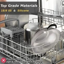 5 Qt Colander 18/8 Stainless Steel Colander Silicone Handle Easy Grip Micro-Perforated Strainer Heavy Duty And Self-draining Solid Ring Base BPA Free Dishwasher Safe - Black -Peugeot Shop 51YAXomX6gL