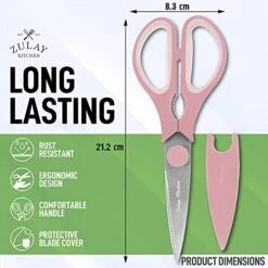 Scissors Heavy Duty - Ultra Sharp Stainless Steel Kitchen Shears With Protective Cover - Multipurpose Food Scissors & Meat Scissors For Poultry, Fish, Herbs, & More (Pink) -Peugeot Shop 51YHOmT3nRS