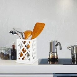 Vintage Decorative Kitchen Utensil Holder Cooking Utensil Organizer Good Gift For Cooking, White, 5.4" L X 5.4" W X7 H 13 Vintage Decorative Kitchen Utensil Holder Cooking Utensil Organizer Good Gift For Cooking, White, 5.4" L X 5.4" W X7 H -Peugeot Shop 51YJy3EfubL