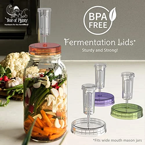 Of Plenty BPA-Free, Clear Fermentation Lids | 4-Pack | For Making Sauerkraut In Wide Mouth Mason Jars | Includes Instructions, Recipe And Gift Box For Storage… (Clear) 2 Of Plenty BPA-Free, Clear Fermentation Lids | 4-Pack | For Making Sauerkraut In Wide Mouth Mason Jars | Includes Instructions, Recipe And Gift Box For Storage… (Clear) - Image 2