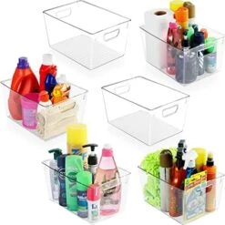 Pantry Organization And Storage Bins - Set Of 4 Large Pantry Organizer Bins - Clear Organizing Bins Or Clear Storage Bins For Organization - Fridge Organizer With Built In Handles -Peugeot Shop 51YOnY3K2WL. AC
