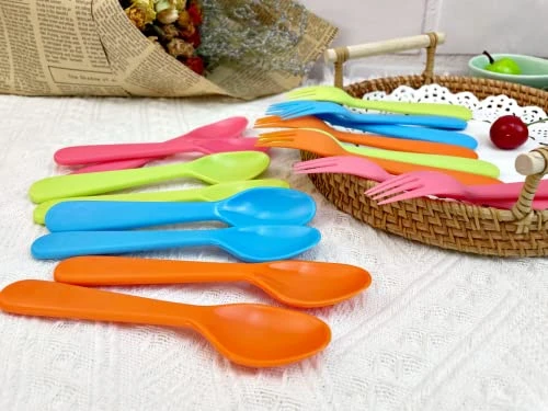 16 Pcs Kids Forks And Spoons Set, Plastic Toddler Utensils Kids Silverware Set With Bright Colors, Reusable Durable Flatware Set For Lunch Box, Easy To Use Both For Kids Or Adults, BPA Free 2 16 Pcs Kids Forks And Spoons Set, Plastic Toddler Utensils Kids Silverware Set With Bright Colors, Reusable Durable Flatware Set For Lunch Box, Easy To Use Both For Kids Or Adults, BPA Free - Image 2