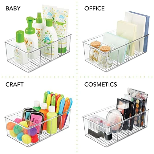 MDesign Plastic Food Storage Organizer Bin Box Container - 4 Compartment Holder For Packets, Pouches, Ideal For Kitchen, Pantry, Fridge, Countertop Organization - 4 Pack - Clear 5 MDesign Plastic Food Storage Organizer Bin Box Container - 4 Compartment Holder For Packets, Pouches, Ideal For Kitchen, Pantry, Fridge, Countertop Organization - 4 Pack - Clear - Image 5