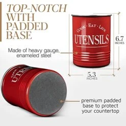 Walford Home Original Kitchen Utensil Holder Crock, Red With Premium Padded Base - Vintage Farmhouse Home Kitchen Decor - Large Kitchen Tool Utensil Storage Caddy Organizer 12 Walford Home Original Kitchen Utensil Holder Crock, Red With Premium Padded Base - Vintage Farmhouse Home Kitchen Decor - Large Kitchen Tool Utensil Storage Caddy Organizer -Peugeot Shop 51YWLEt0RXL