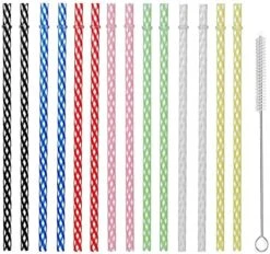 25 Pieces Reusable Plastic Straws. BPA-Free, 9 Inch Long Drinking Transparent Straws Fit For Mason Jar, Yeti Tumbler, Cleaning Brush Included -Peugeot Shop 51YYrMW1S. AC