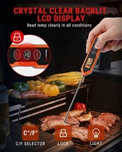 TP15H Waterproof Instant Read Food Thermometer For Cooking, Digital Meat Thermometer Probe With Backlight & Calibration, Cooking Thermometer For Meat Liquids Candy BBQ Oven Turkey -Peugeot Shop 51YZ97spteL