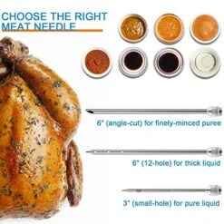 Marinade Injector Syringe And Brushes Set, Meat Injector Syringe With 3 Professional Marinade Injector Needles, Creates Tender Meat & Poultry Flavors, For BBQ Grill Smoker & Turkey & Brisket