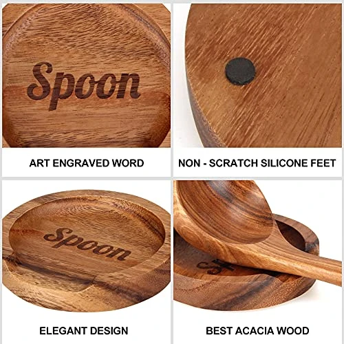 Best Acacia Wood Spoon Rest For Stove Top Round Small Wooden Coffee Spoon Rests Teaspoon Rest Spatula Rest Kitchen Spoon Holder Utensil Rest 2 Best Acacia Wood Spoon Rest For Stove Top Round Small Wooden Coffee Spoon Rests Teaspoon Rest Spatula Rest Kitchen Spoon Holder Utensil Rest - Image 2