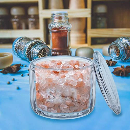 2 Pack Clear Glass Salt Cellar With Lid, Salt Storage Container Salt Box, Retro Style, Kitchen Decor, Wedding Gift, 3.75" D X 3.15" H 5 2 Pack Clear Glass Salt Cellar With Lid, Salt Storage Container Salt Box, Retro Style, Kitchen Decor, Wedding Gift, 3.75" D X 3.15" H - Image 5