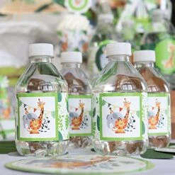 Jungle Party Animals - Safari Zoo Animal Birthday Party Or Baby Shower Water Bottle Sticker Labels - Set Of 20 -Peugeot Shop 51YiSgfb9yL