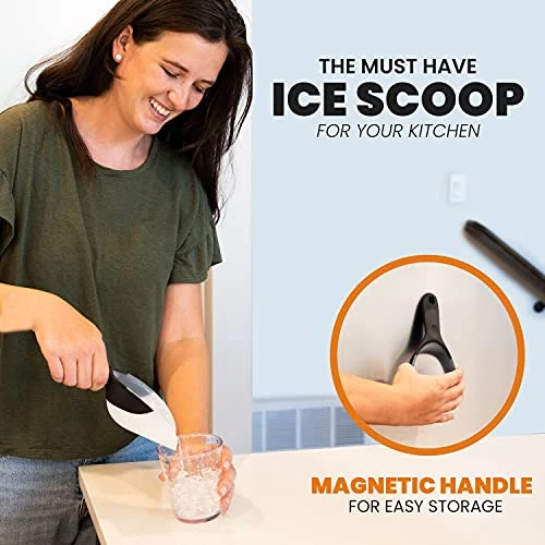 Magnetic Ice Scoop, Contoured Translucent Flexi-Plastic With Soft Grip Handle For Ice, Flour, Rice, Popcorn, Pet Food, Black 2 Magnetic Ice Scoop, Contoured Translucent Flexi-Plastic With Soft Grip Handle For Ice, Flour, Rice, Popcorn, Pet Food, Black - Image 2