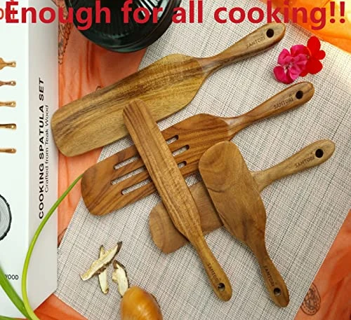 Wooden Cooking Spoons Spurtles Kitchen Tools As Seen On TV Premium Teak Wooden Spurdle. (5pcs) 2 Wooden Cooking Spoons Spurtles Kitchen Tools As Seen On TV Premium Teak Wooden Spurdle. (5pcs) - Image 2