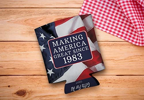 40th Birthday Making America Great Since 1983 40th Birthday Gag Gifts For Birthday Party 2 Pack Can Coolie Drink Coolers Coolies USA Flag 4 40th Birthday Making America Great Since 1983 40th Birthday Gag Gifts For Birthday Party 2 Pack Can Coolie Drink Coolers Coolies USA Flag - Image 4