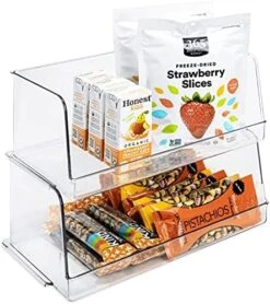 Ckable Household Bin - Set Of 2 - 4.75 X 9.5 Inch - Open Front - BPA Free Plastic Resin - Food, Fridge, Freezer, Cabinet, Food, Pantry, Storage - Kitchen Organizer - Clear -Peugeot Shop 51YpL1mGdNL. AC