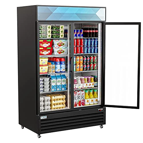 - MDR-2GD-35C 45" Commercial Glass 2 Door Display Refrigerator Merchandiser - Upright Beverage Cooler With LED Lighting - 35 Cu. Ft, Black 1 - MDR-2GD-35C 45" Commercial Glass 2 Door Display Refrigerator Merchandiser - Upright Beverage Cooler With LED Lighting - 35 Cu. Ft, Black