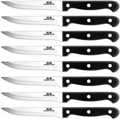 6-piece Steak Knife Set Serrated Stainless Steel Sharp Blade Flatware Steak Knives -Peugeot Shop 51Z6Hmufs5L. AC