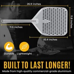 Perforated Pizza Peel 12 Inch – Professional Metal Pizza Peel With Beveled Edge For Smooth Sliding – 27”-Long Aluminum Pizza Paddle W/Insulated Anti-Slip Grip – Pizza Oven Accessories 11 Perforated Pizza Peel 12 Inch – Professional Metal Pizza Peel With Beveled Edge For Smooth Sliding – 27”-Long Aluminum Pizza Paddle W/Insulated Anti-Slip Grip – Pizza Oven Accessories -Peugeot Shop 51Z7ylFYBOL