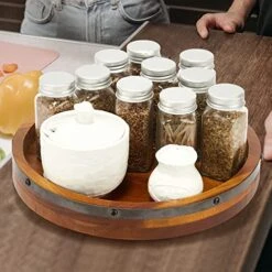 12 Inch Acacia Wood Lazy Susan Turntable For Table, Kitchen Turntable Organizer, 360 Degree Decorative Turntable For Countertop Cabinet Or Centerpieces 8 12 Inch Acacia Wood Lazy Susan Turntable For Table, Kitchen Turntable Organizer, 360 Degree Decorative Turntable For Countertop Cabinet Or Centerpieces -Peugeot Shop 51ZGjTvda9L