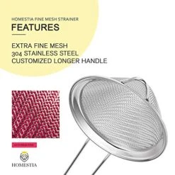 Fine Mesh Sieve Strainer Stainless Steel Cocktail Strainer Food Strainers Tea Strainer Coffee Strainer With Long Handle For Double Straining Utensil 3.3 Inch By Homestia 16 Fine Mesh Sieve Strainer Stainless Steel Cocktail Strainer Food Strainers Tea Strainer Coffee Strainer With Long Handle For Double Straining Utensil 3.3 Inch By Homestia -Peugeot Shop 51ZIgj53TYL