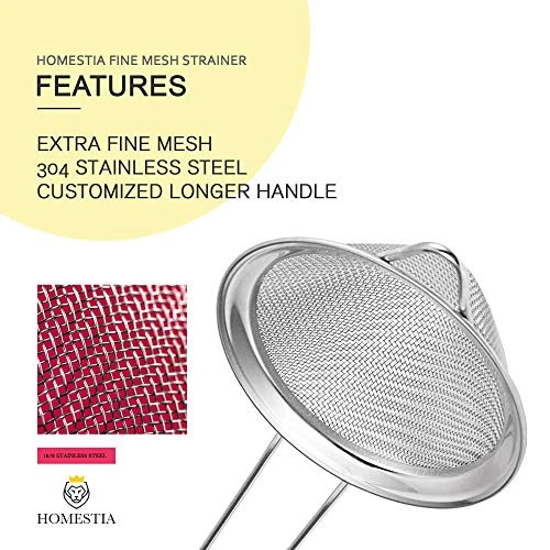 Fine Mesh Sieve Strainer Stainless Steel Cocktail Strainer Food Strainers Tea Strainer Coffee Strainer With Long Handle For Double Straining Utensil 3.3 Inch By Homestia 2 Fine Mesh Sieve Strainer Stainless Steel Cocktail Strainer Food Strainers Tea Strainer Coffee Strainer With Long Handle For Double Straining Utensil 3.3 Inch By Homestia - Image 2