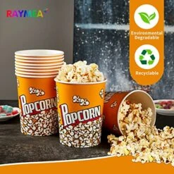 Popcorn Buckets Disposable 32oz Retro Style Paper Leak Proof Popcorn Containers Popcorn Bowls For Family Movie Night & Party - 10 Pack -Peugeot Shop 51ZJoTjX9vL