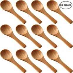 50 Pieces Small Wooden Spoons, 3.5'' L, Mini Nature Spoons Wood Honey Teaspoon Cooking Condiments Spoons For Kitchen Seasoning Jar Coffee Tea Sugar -Peugeot Shop 51ZLuu1guL. AC