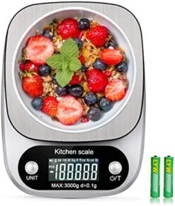 Digital Kitchen Food Scale 3000g/0.1g Multifunction Weight Scale Gram Ounces, Electronic Jewelry Scale High Precision LCD Display/Stainless Steel/Tare/G OZ ML CT KG TL LB FL:OZ/Batteries Included 9 Digital Kitchen Food Scale 3000g/0.1g Multifunction Weight Scale Gram Ounces, Electronic Jewelry Scale High Precision LCD Display/Stainless Steel/Tare/G OZ ML CT KG TL LB FL:OZ/Batteries Included -Peugeot Shop 51ZMgAOcOJL. AC