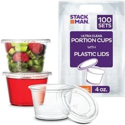 [100 Sets - 5.5 Oz.] Plastic Clear Portion Cups, Snack / Yogurt /Parfait/ Pudding / Souffle /Dessert Cups, Disposable Containers With Lids 5.5oz. -Peugeot Shop 51ZSsDXatL. AC