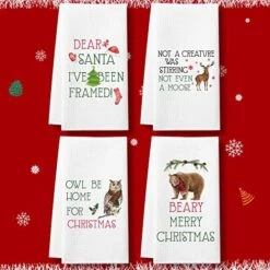 Funny Kitchen Tea Towels Foodie Housewarming Gift- Set Of 4 Dish Waffle Vegetables Towels Gift For Wedding Shower Fun Hostess Kitchen Decor Christmas New Home -Peugeot Shop 51ZUAq1xOSL. AC