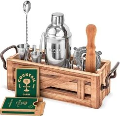 Ixology Bartender Kit With Wooden Stand - Great Housewarming Gift -12 Piece Bar Tools Set With Cocktail Kit Cards - Premium Bartending Kit For A Fun Bar Set - Stainless Steel Cocktail Shaker Set -Peugeot Shop 51ZVcV6UeuL. AC