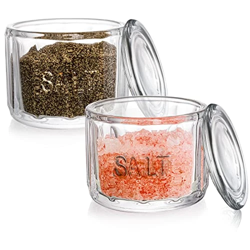 2 Pack Clear Glass Salt Cellar With Lid, Salt Storage Container Salt Box, Retro Style, Kitchen Decor, Wedding Gift, 3.75" D X 3.15" H 4 2 Pack Clear Glass Salt Cellar With Lid, Salt Storage Container Salt Box, Retro Style, Kitchen Decor, Wedding Gift, 3.75" D X 3.15" H - Image 4