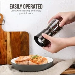 Pepper Grinder Or Salt Shaker For Professional Chef - Best Spice Mill With Brushed Stainless Steel, Special Mark, Ceramic Blades, And Adjustable Coarseness (Dark Bronze) -Peugeot Shop 51Zh18HIvdL