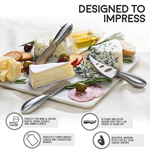 Unar 6-Piece Cheese Knife Set - Premium Stainless Steel Cheese Knives Collection - Charcuterie Board Accessories Gift Ready W/ 15 Festive Recipes 4 Unar 6-Piece Cheese Knife Set - Premium Stainless Steel Cheese Knives Collection - Charcuterie Board Accessories Gift Ready W/ 15 Festive Recipes - Image 4