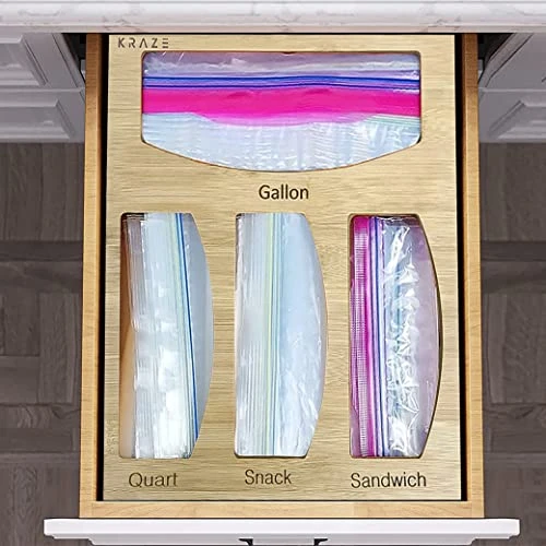 Bamboo Ziplock Bag Organizer & Dispenser, Kitchen Drawer Organizer, Bamboo Drawer Organizer, Baggie Organizer, Compatible With Ziploc/Glad/Gallon/Quart/Sandwich & Snack Size Bags 2 Bamboo Ziplock Bag Organizer & Dispenser, Kitchen Drawer Organizer, Bamboo Drawer Organizer, Baggie Organizer, Compatible With Ziploc/Glad/Gallon/Quart/Sandwich & Snack Size Bags - Image 2