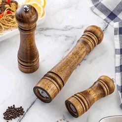 Salt And Pepper Grinder, Adjustable Coarseness Wooden Spice Grinder, Ceramic Grinding Mechanism, 8" Manual Wood Pepper Mill For Gift -Peugeot Shop 51Zl0nOVBbL
