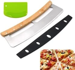 14" Pizza Cutter- Kitchen Tools-Sharp Blade-pizza Slicer-rocker Knife With Protective Lid,With Free Dough Cutter/bowl Scraper,All-wooden Handle,Suitable For Cutting Pizza -Peugeot Shop 51ZpDAAMzdL. AC