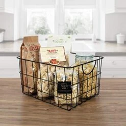 Utility Wire Basket (Black) - Storage Bin & Décor For Bathroom, Closet, Pantry, Under Sink, Toy, Shelf, Kitchen, & Nursery Organization -Peugeot Shop 51ZtpmHzYAL