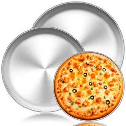 Pizza Pan, 10β & 12β & 13.4β, 3 Pcs Pizza Pan Set Stainless Steel Pizza Pan Round Pizza Oven Pans Tray For Baking Serving, Healthy & Rust Free, Heavy Duty & Dishwasher Safe