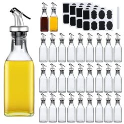 Oil Dispenser,6oz Leakproof Olive Oil Dispenser,Set With Sticker And Pen,Suitable For Storing Olive Oil, Vinegar And Other Liquids (30 PCS)