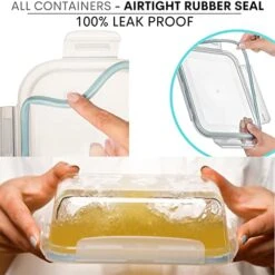 Glass Food Storage Containers With Lids 30 Oz 16 Pc (Set Of 8) Airtight Large Glass Containers, Glass Meal Prep Containers Reusable Leak Proof BPA Free Glass Food Prep Containers Freezer To Oven Safe