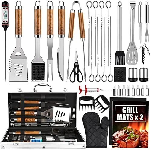 BBQ Grill Accessories Set, 38Pcs Stainless Steel Grill Tools Grilling Accessories With Aluminum Case, Thermometer, Grill Mats For Camping/Backyard Barbecue, Grill Utensils Set For Men Women 4 BBQ Grill Accessories Set, 38Pcs Stainless Steel Grill Tools Grilling Accessories With Aluminum Case, Thermometer, Grill Mats For Camping/Backyard Barbecue, Grill Utensils Set For Men Women - Image 4