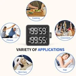 Dual Kitchen Timer - Dual Channels Countdown Stopwatch With LED Display, Adjustable Volume And Brightness, Magnetic Digital Timer For Cooking, School, Classroom -Peugeot Shop 51a7hGyKx9L