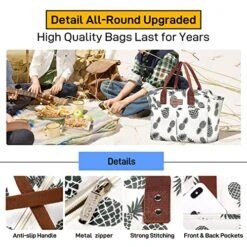 HOMESPON Fashionable Tote Reusable Insulated Lunch Bag Cooler Box With Pockets For Woman Man Work Shopping Or Travel (pineapple) 18 HOMESPON Fashionable Tote Reusable Insulated Lunch Bag Cooler Box With Pockets For Woman Man Work Shopping Or Travel (pineapple) -Peugeot Shop 51a9wniIexL