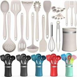 Silicone Cooking Utensil Kitchen Utensil Set, 24 Pcs Non-stick Cooking Utensils Spatula Set With Holder By AIKKIL, Heat Resistant Kitchen Gadgets Tools Set For Cookware(Colorful) -Peugeot Shop 51aJCO8v5L. AC