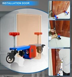 Door Installation Tools - Door Jack Installation Kit, Plywood Moving Dolly With Wheels Protect The Back, For Most Prehung Or Slab Doors – Commercial & Residential Use (Blue)