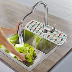 2 Pack Xmas Soldier Kitchen Faucet Drying Mat 15''x 6'' Dish Drain Drying Pad Christmas Nutcrackers Absorbent Splash Guard Behind Faucet Drip Catcher Protectors For Sink Bar Bathroom
